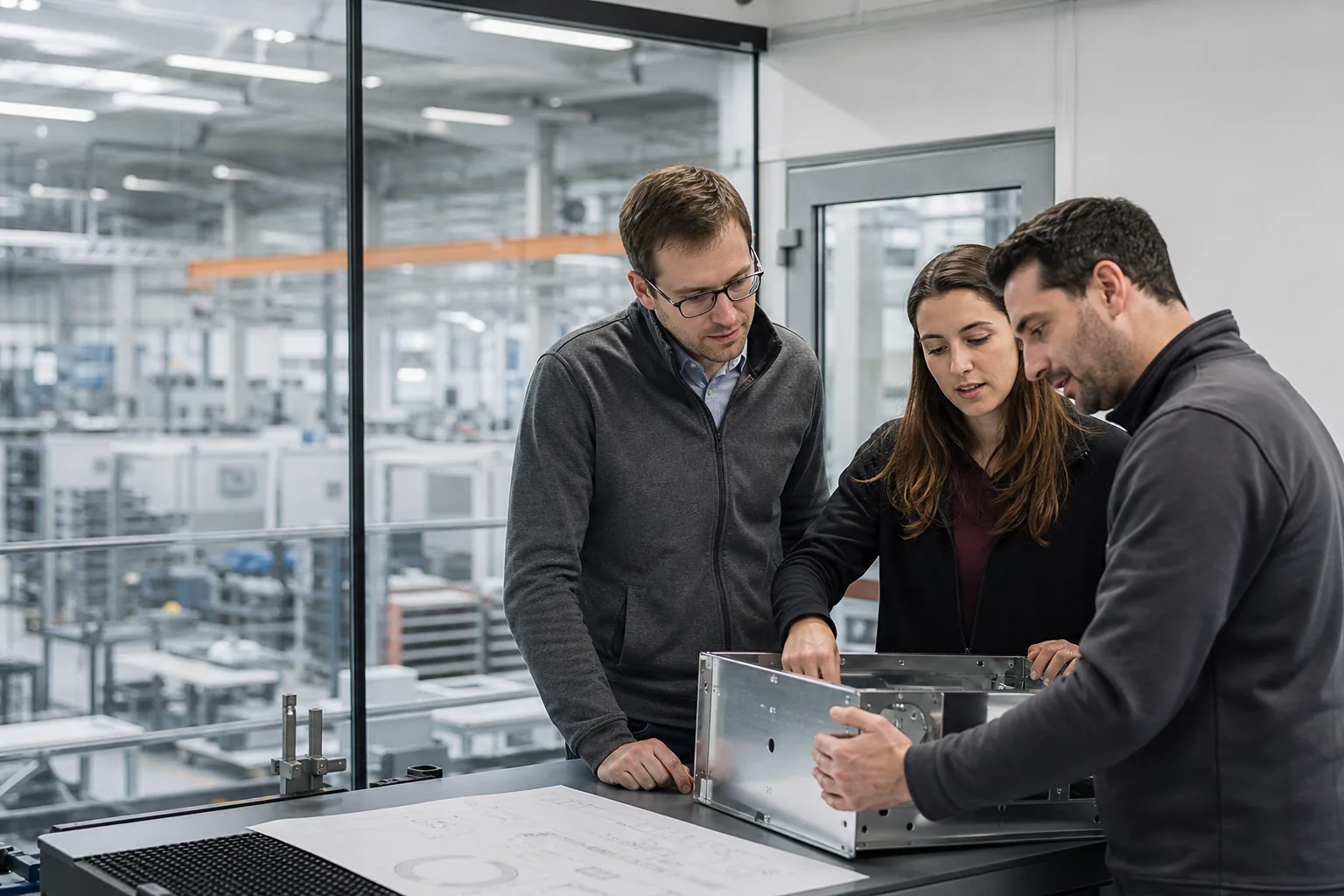 FORMAVA engineers reviewing a part